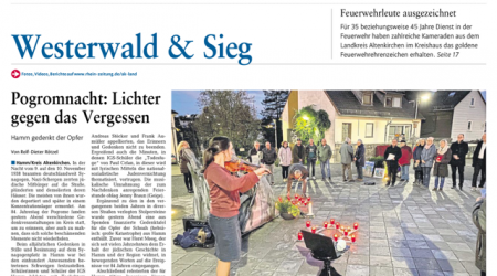 Artikel der Rhein-Zeitung vom 10. November 2022